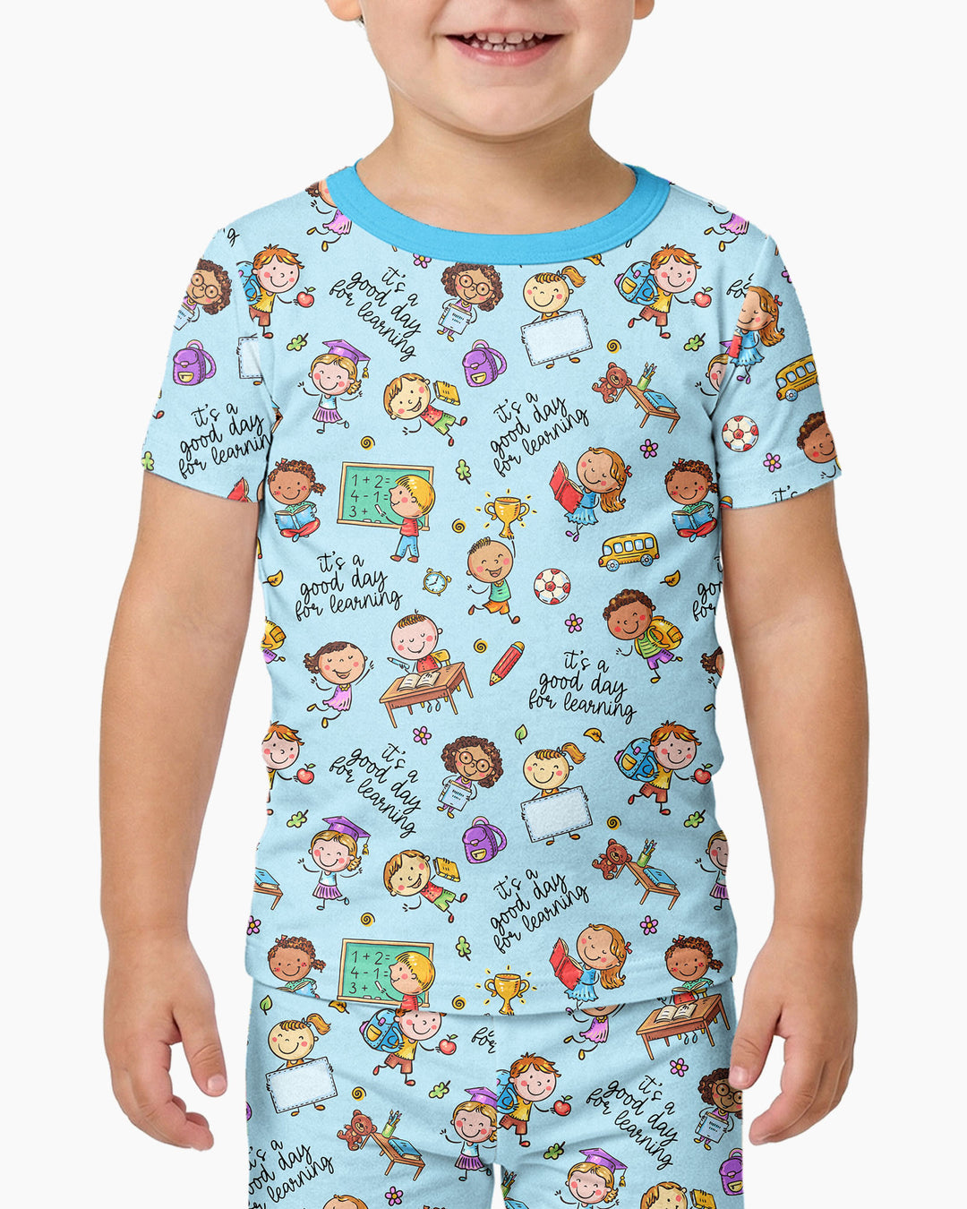 Little Learners Adventure Bamboo Two Piece Short Sleeve Pajama Set