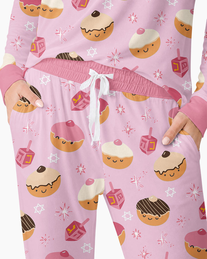 Hanukkah Donut Family Matching Bamboo Women Pajama Set