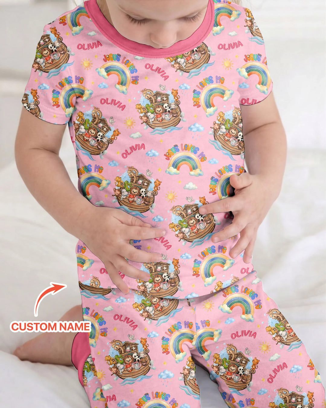 Conjunto de pijama de dos piezas de bambú de manga corta, plantilla personalizada