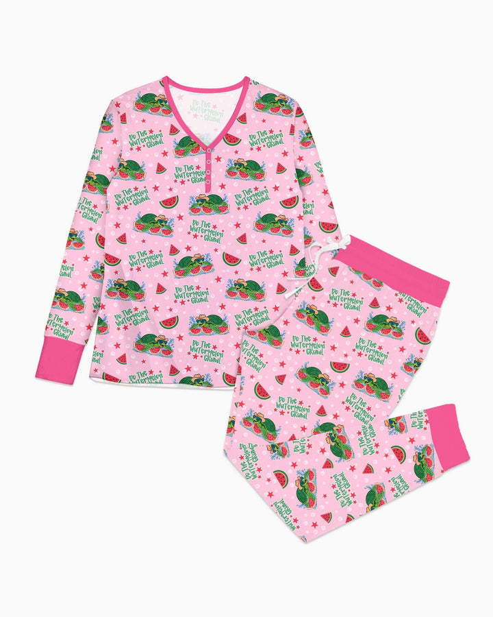 Conjunto de pijama de bambú de sandía de tortuga para mujer a juego con la familia