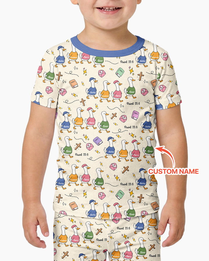 Psalm 23:6 Matching Family Bamboo Two Piece Short Sleeve Shorts Pajama Set