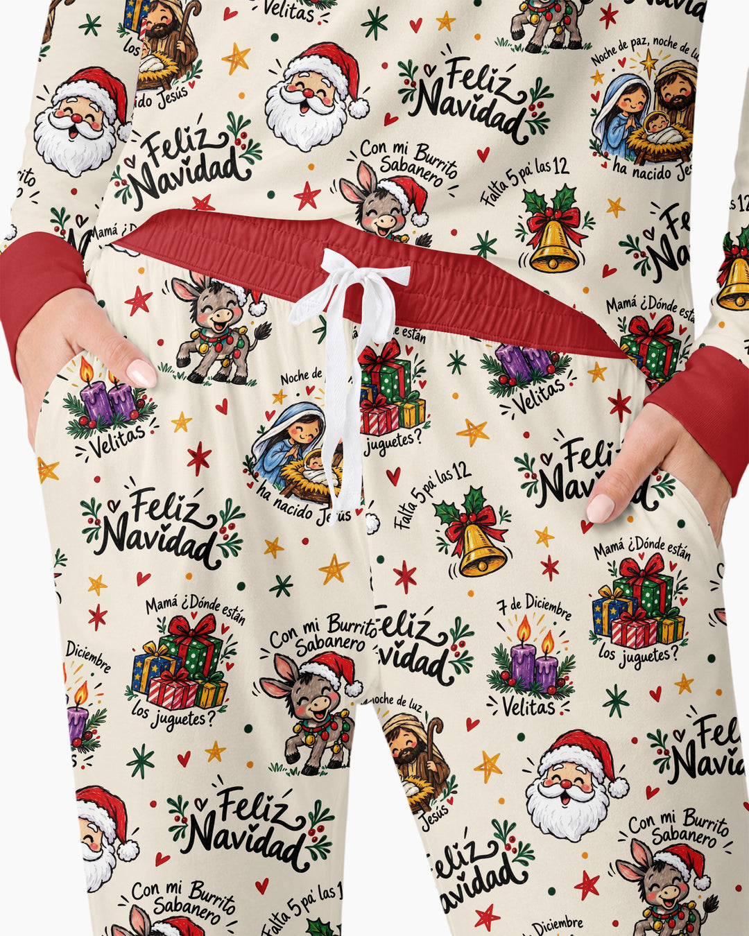 Whimsical Feliz Navidad Christmas Bamboo Women Pajama Set