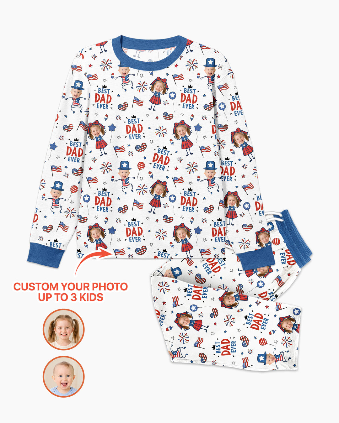 Custom Photo Best Patriotic Family Ever Bamboo Men's Pajama Set