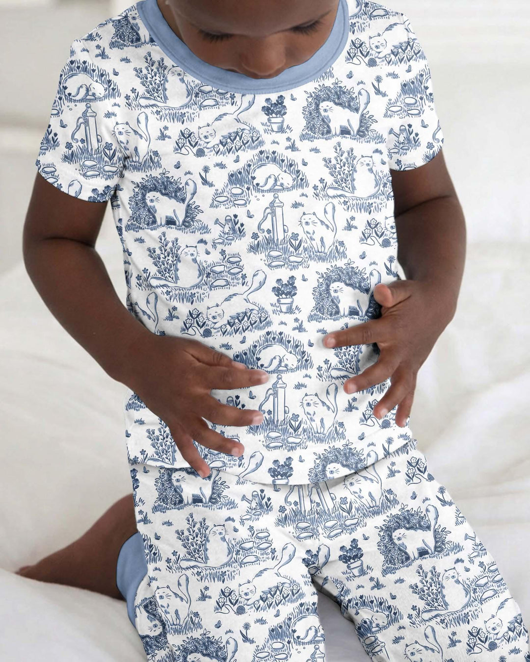 Conjunto de pijama de dos piezas de manga corta de bambú