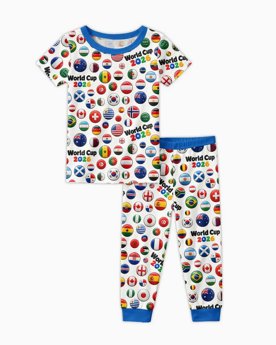 Soccer Cup All Country Balls Bamboo Two Piece Short Sleeve Pajama Set
