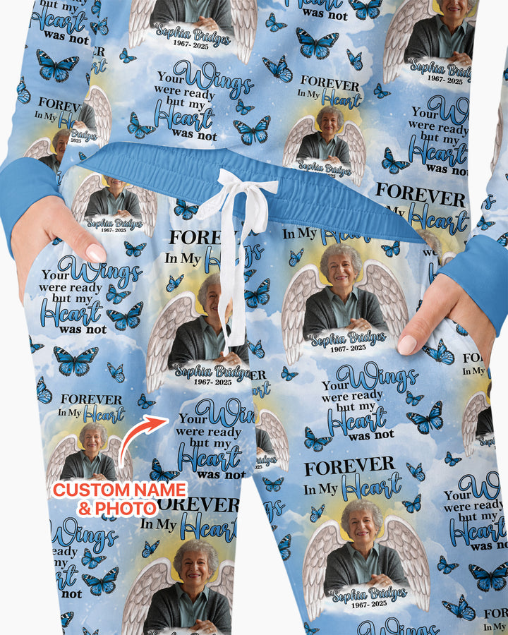 Custom Photo Forever In My Heart Family Matching Bamboo Women Pajama Set