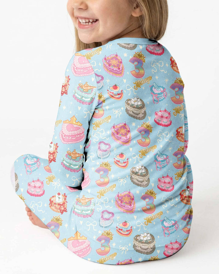 Custom Princess Baby Birthday Bamboo Two Piece Long Sleeve Pajama Set