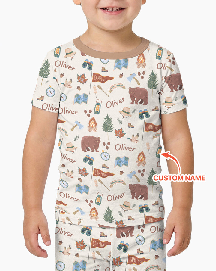 Conjunto de pijama de dos piezas de bambú de manga corta, plantilla personalizada