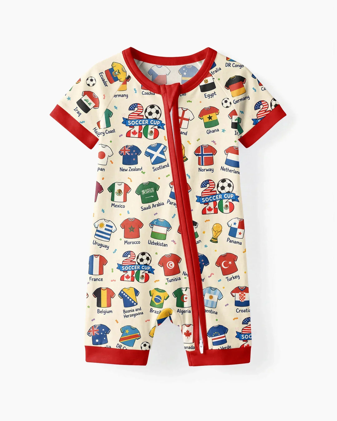 2026 Soccer World Jersey Flag Bamboo Shorty Zippy