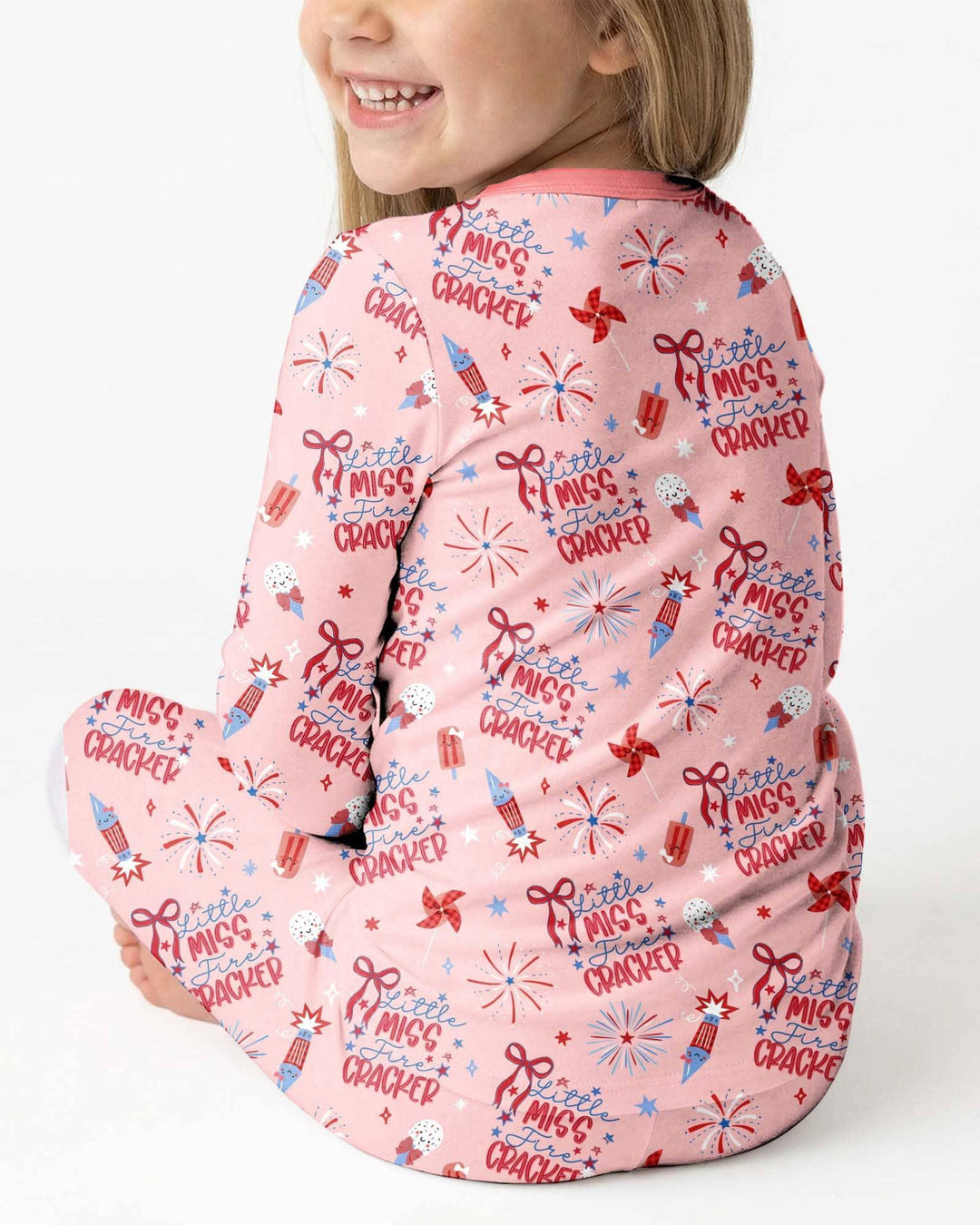 Little Miss Firecracker 4th July Bamboo Two Piece Long Sleeve Pajama Set