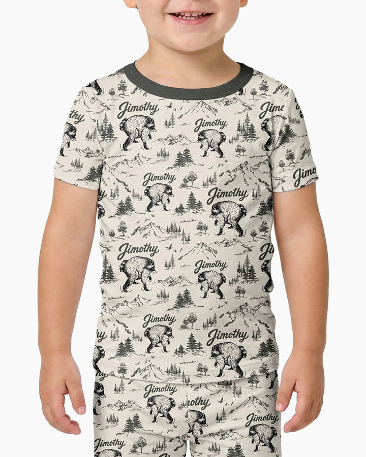 Conjunto de pijama de dos piezas de manga corta de bambú
