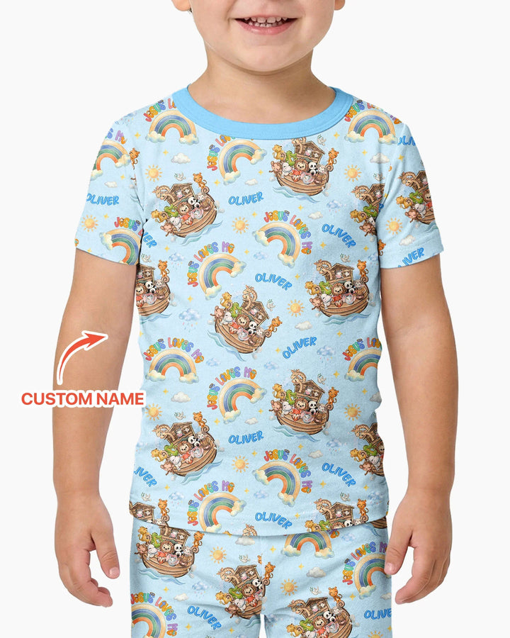 Conjunto de pijama de dos piezas de bambú de manga corta, plantilla personalizada