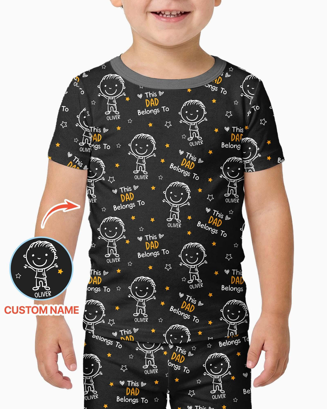 Custom Name This Dad Belongs To Doodle Bamboo Two Piece Short Sleeve Pajama Set