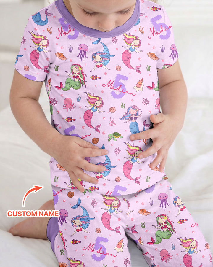 Zweiteiliges, kurzärmliges Pyjama-Set mit Marienkäfern