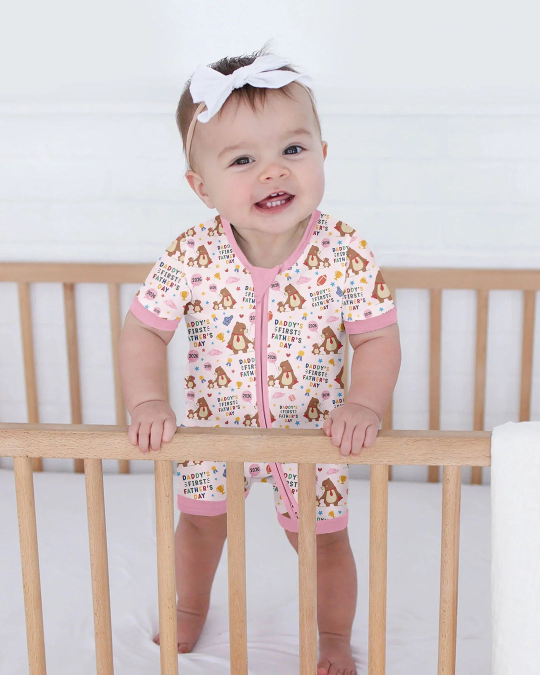 First Father's Day Daddy Bear Family Matching Bamboo Shorty Zippy