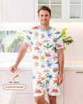 Tide Pool Pals Custom Name Bamboo Men Short Sleeve Short Pajama Set
