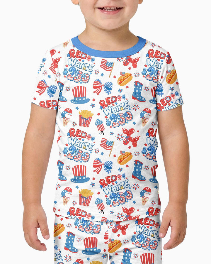 Red White & 250 Bamboo Two Piece Short Sleeve Pajama Set