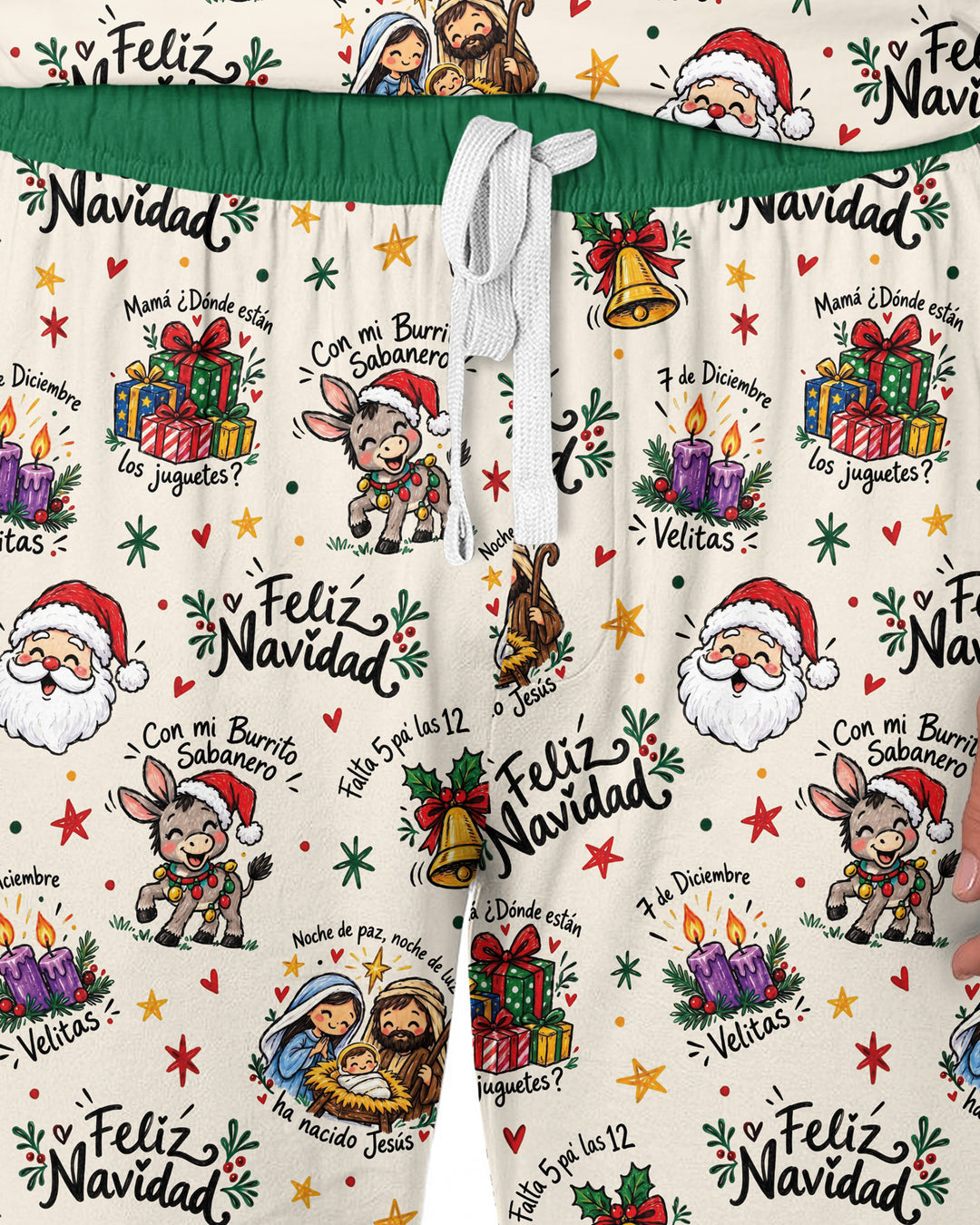 Whimsical Feliz Navidad Christmas Bamboo Men's Pajama Set