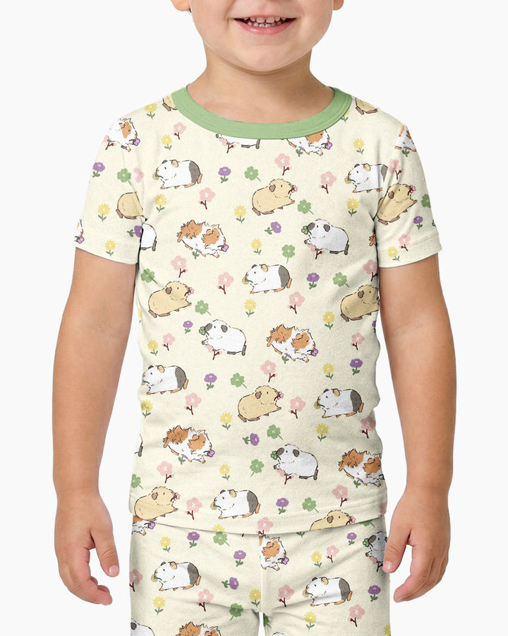 Guinea Pig Garden Bamboo Two Piece Short Sleeve Pajama Set