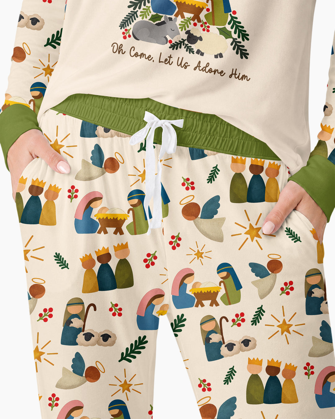 Oh Come, Let Us Adore Him Family Matching Bamboo Women Pajama Set