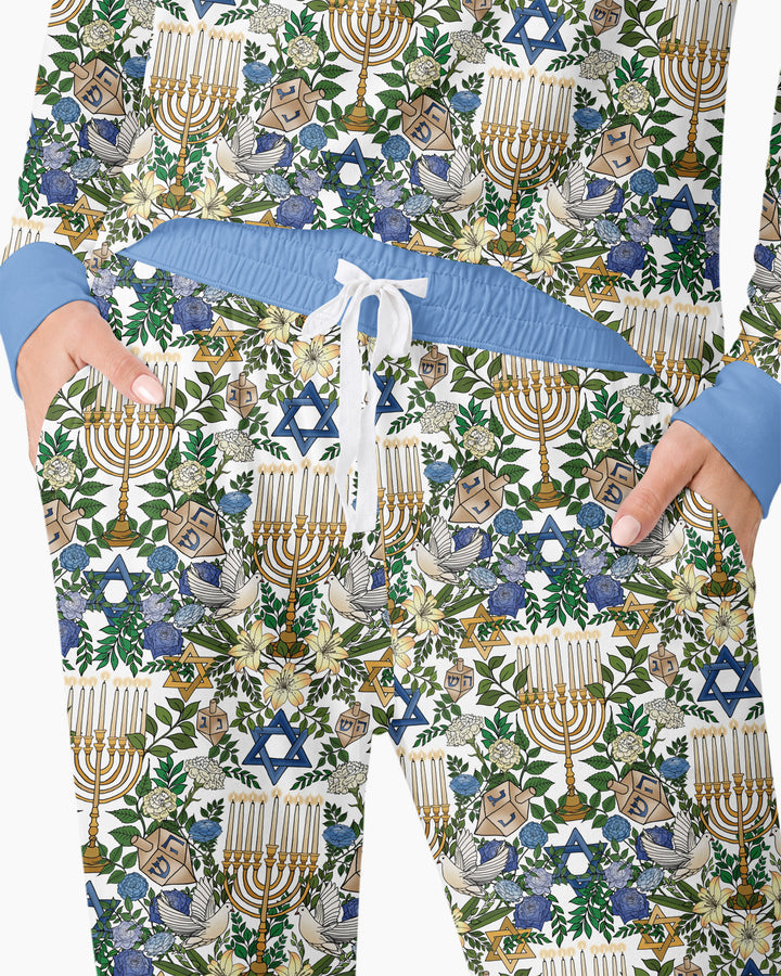 Hanukkah the Festival of Lights Mommy & Me Matching Bamboo Women Pajama Set