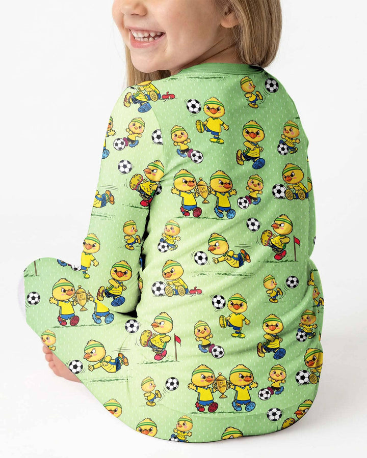 Brasil Soccer Fan Family Matching Bamboo Two Piece Long Sleeve Pajama Set