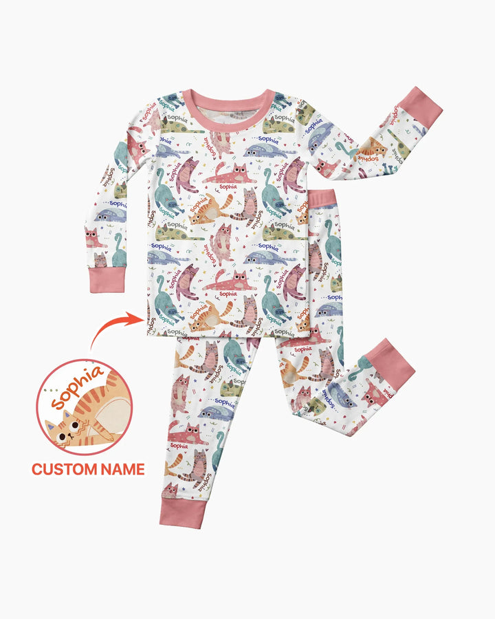 Cat Nap Crew Bamboo Two Piece Long Sleeve Pajama Set