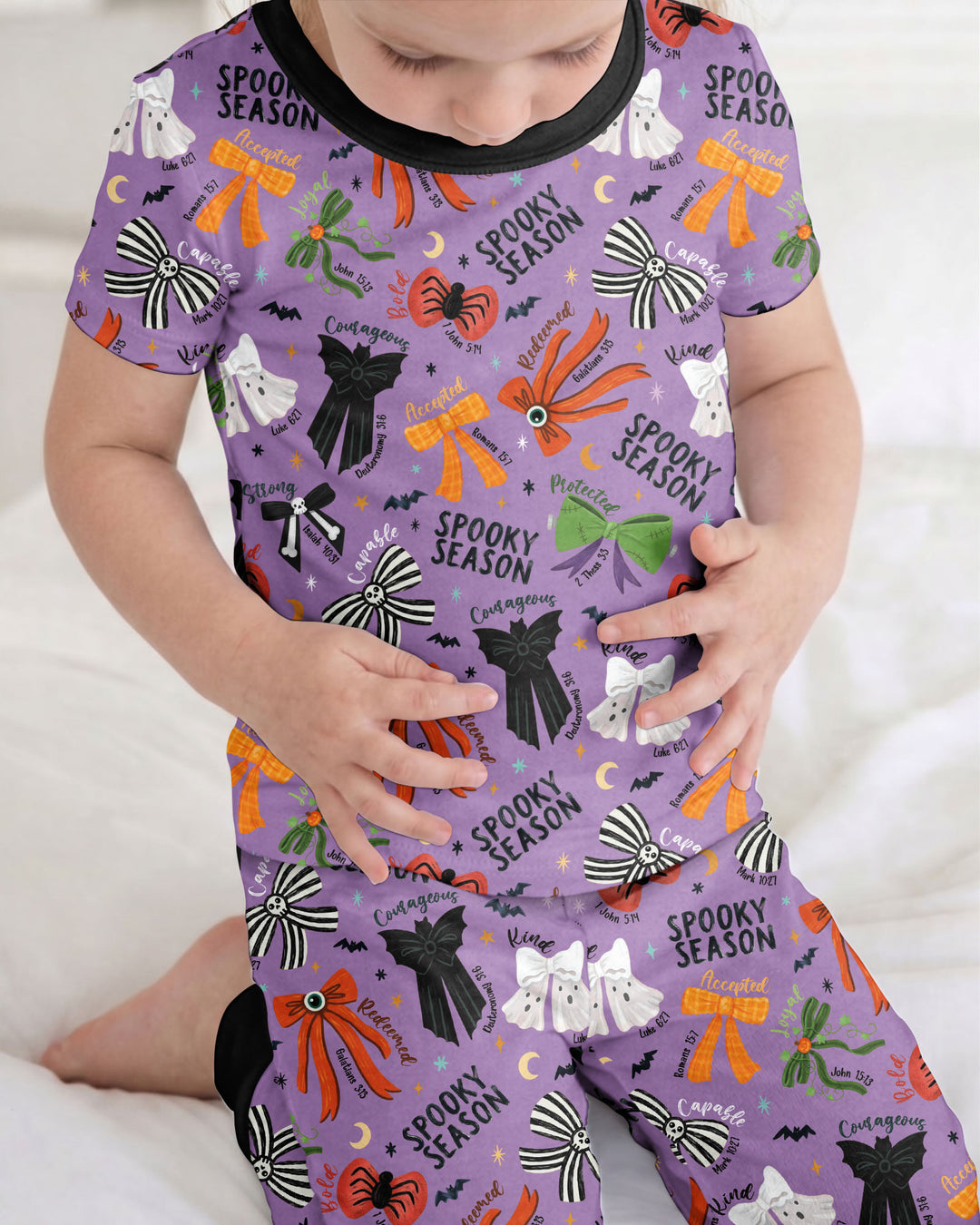 Spooky Bows Spooky Season Bamboo Two Piece Short Sleeve Pajama Set