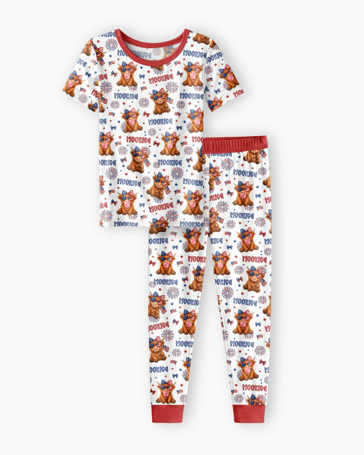 Conjunto de pijama de dos piezas de manga corta de bambú