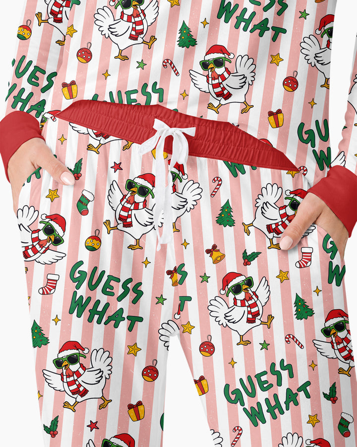 Guess What Chicken Butt Christmas Bamboo Women Pajama Set