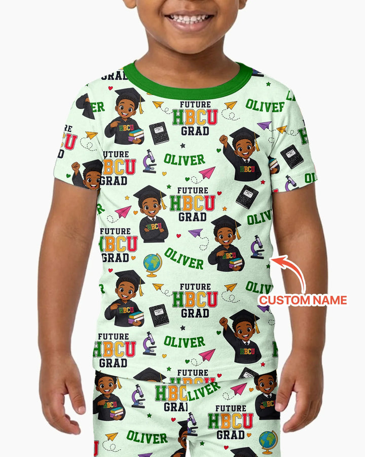 Custom Name Future HBCU Grad Bamboo Two Piece Short Sleeve Pajama Set