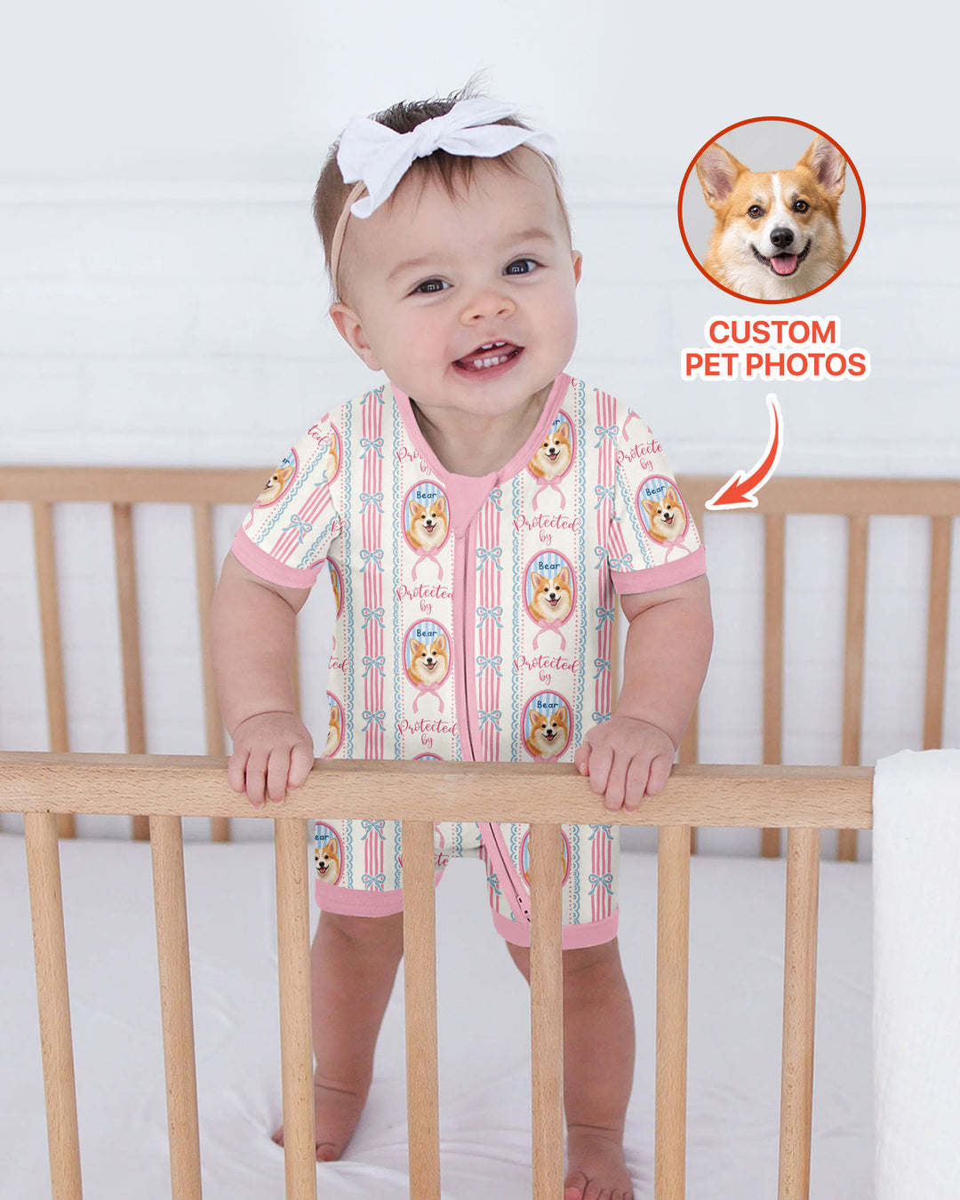 Custom Coquette Pet Photo Little Protector Bamboo Shorty Zippy