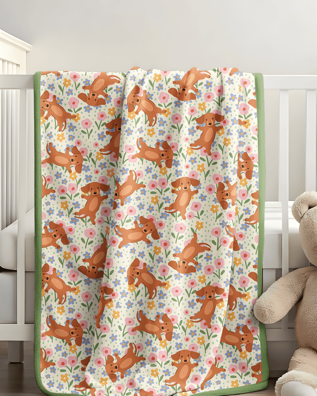 Dachshund Blooms Family Matching Bamboo Blanket