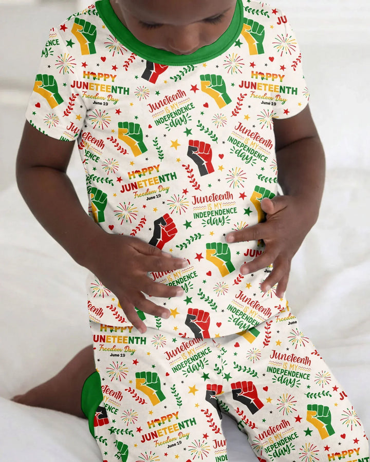 Conjunto de pijama de dos piezas de manga corta de bambú