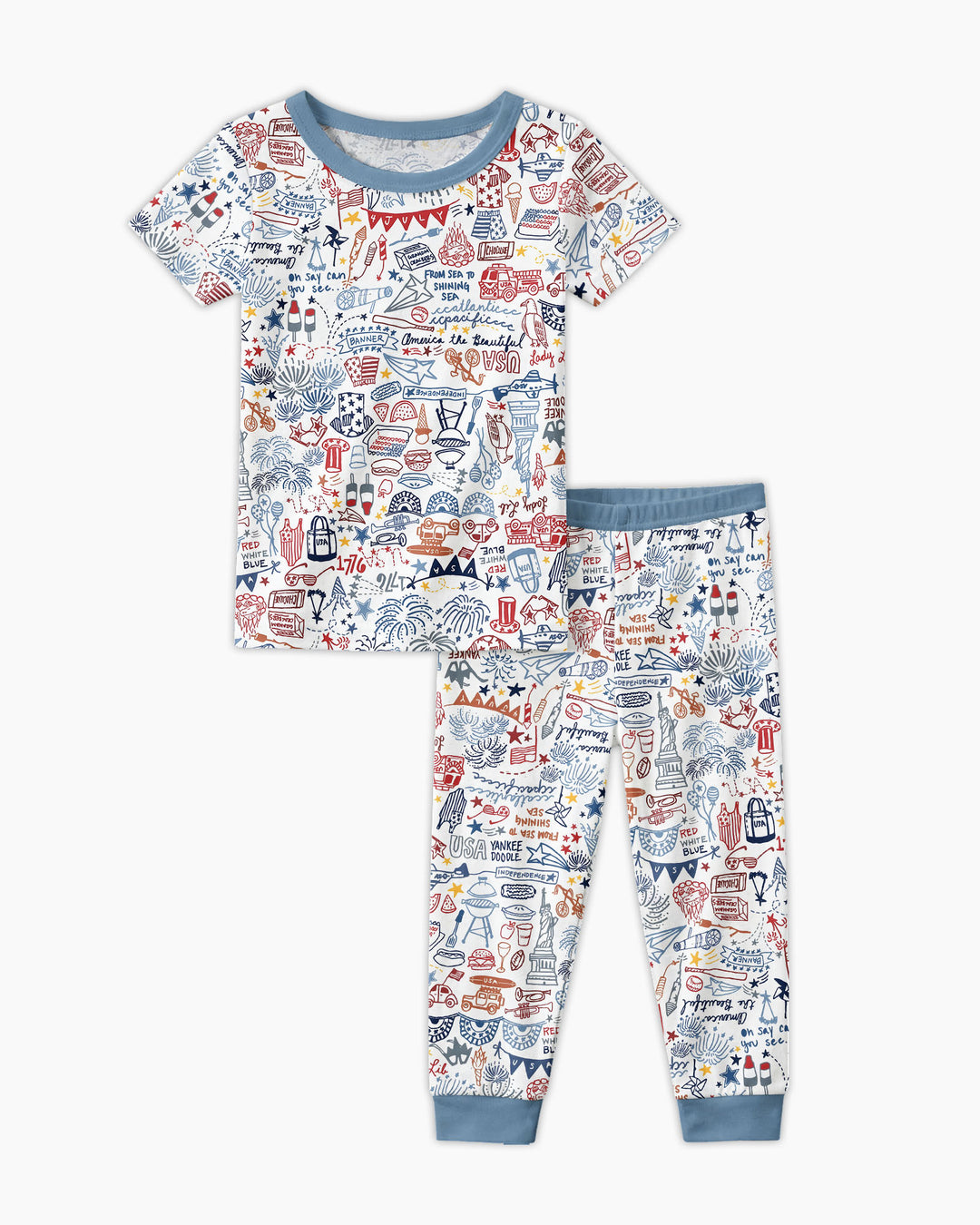 Liberty Doodle 250th Family Matching Bamboo Two Piece Short Sleeve Pajama Set