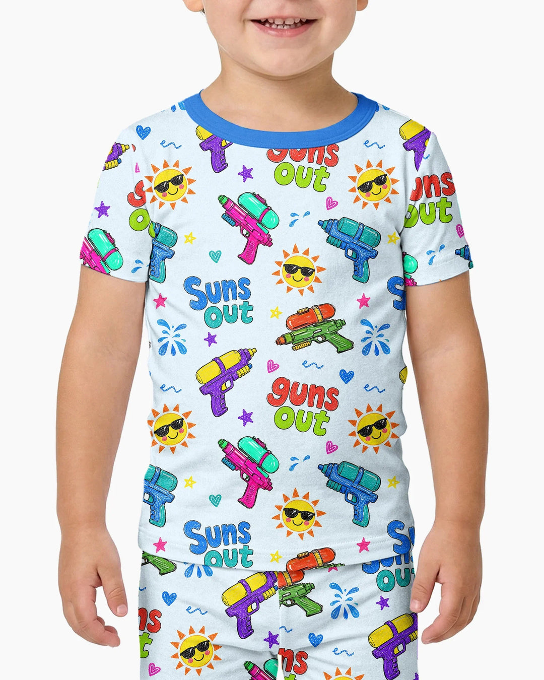 Sun Out Guns Out Bamboo Two Piece Short Sleeve Shorts Pajama Set
