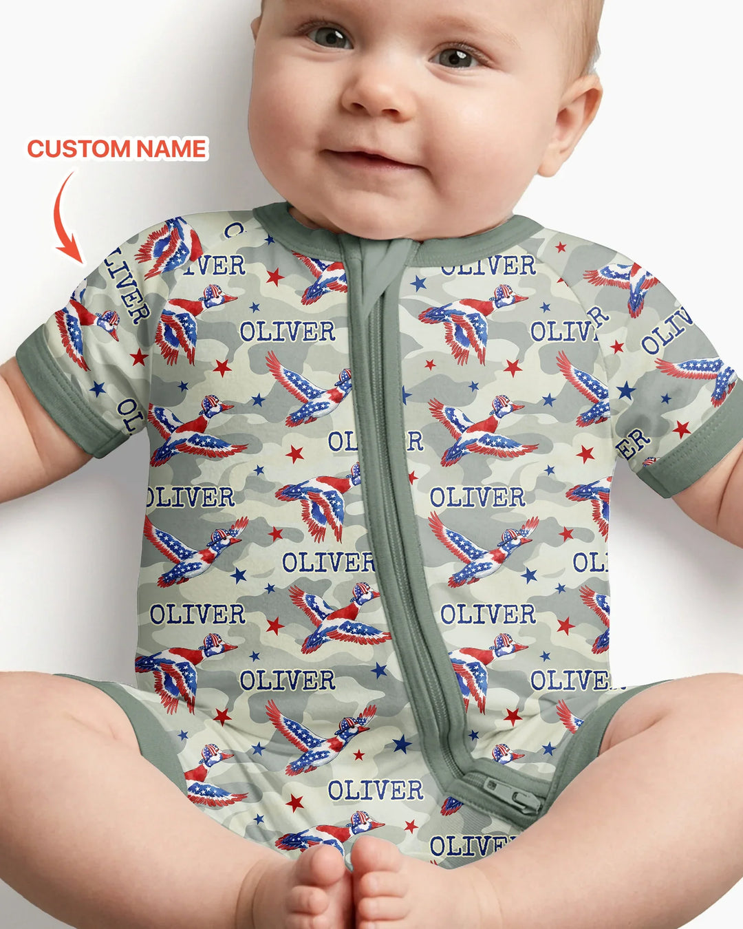 Plantilla PERSONALIZADA de Bambú Pijama Corto con Cremallera