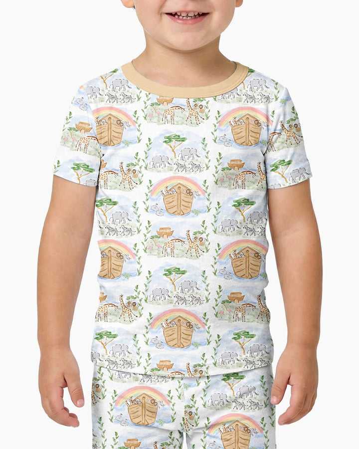 Noah And The Ark Bamboo Two Piece Short Sleeve Pajama Set