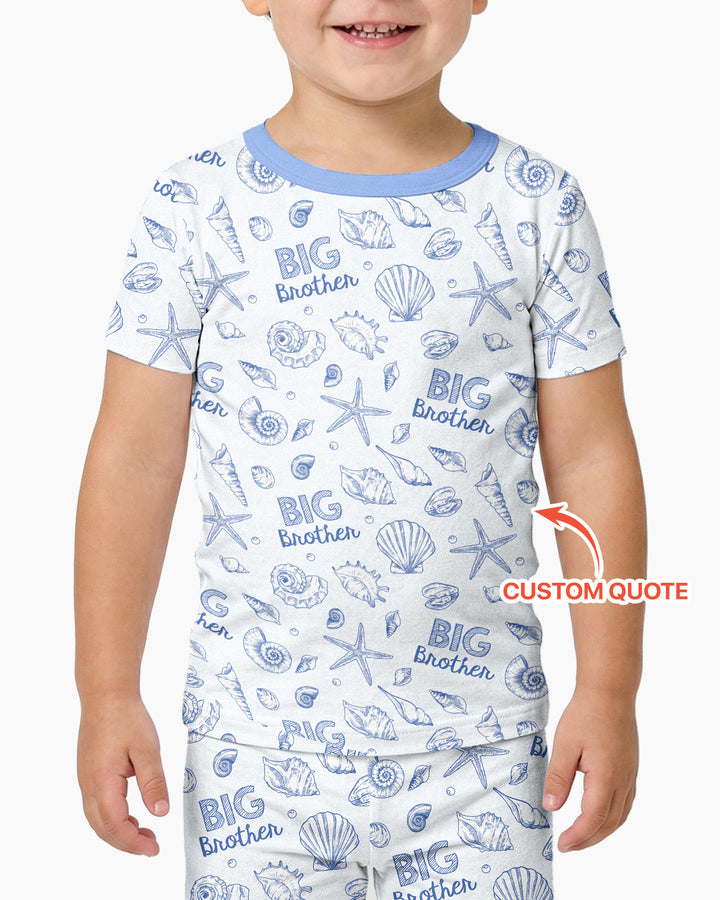 Coquette Seashell Matching Sibling Bamboo Two Piece Short Sleeve Pajama Set