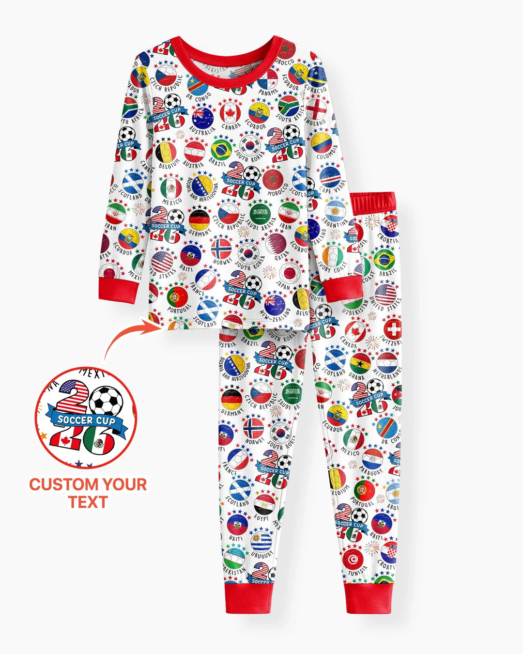The World Plays Here 2026 Soccer Tour Bamboo Two Piece Long Sleeve Pajama Set