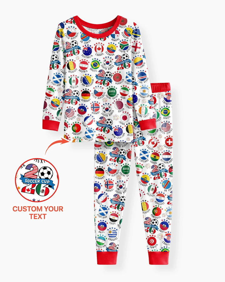 The World Plays Here 2026 Soccer Tour Bamboo Two Piece Long Sleeve Pajama Set