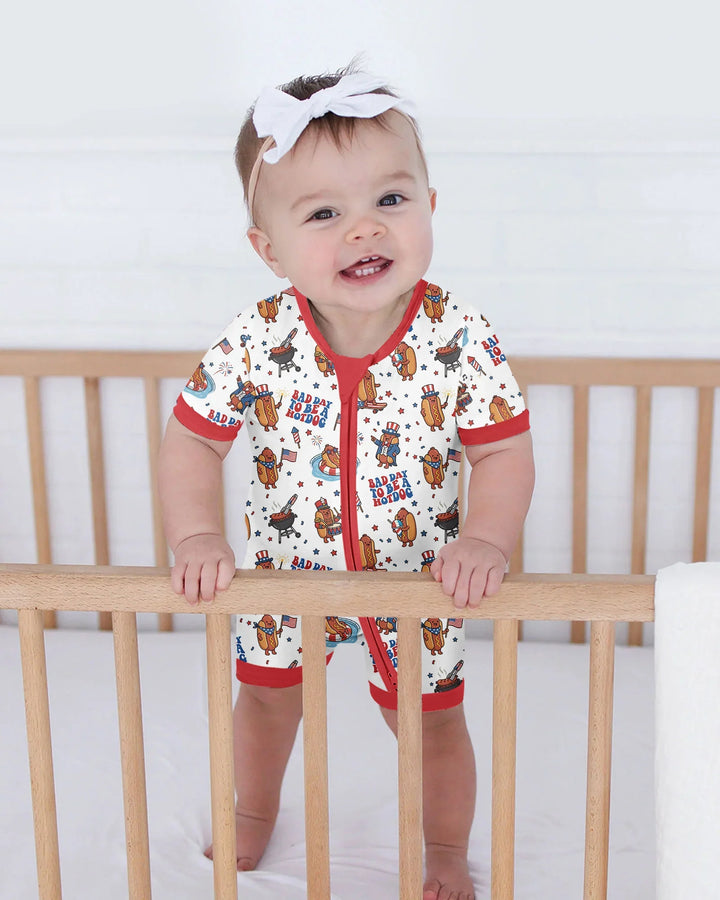 Hot Dog Patriotic Bamboo Shorty Zippy