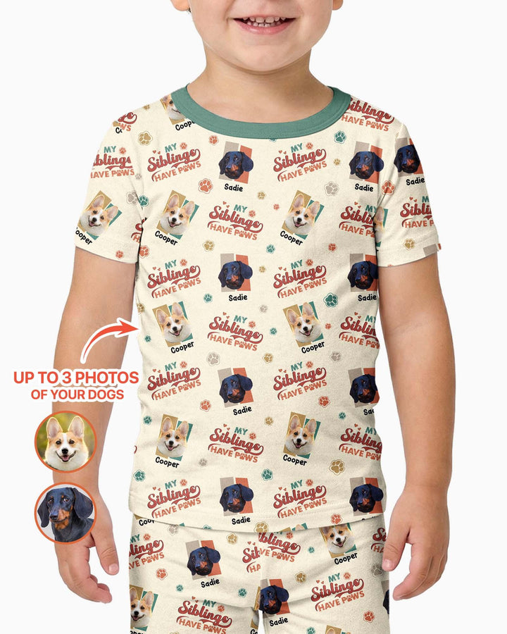 Custom Dog Photos "My Siblings Have Paws" Bamboo Two Piece Short Sleeve Pajama Set