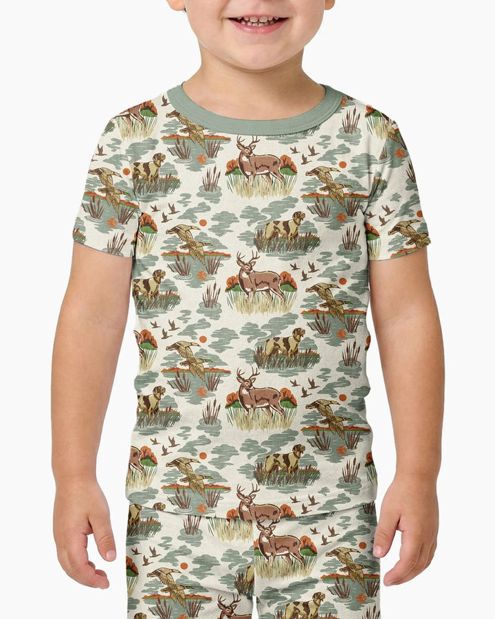 Conjunto de pijama de dos piezas de manga corta de bambú