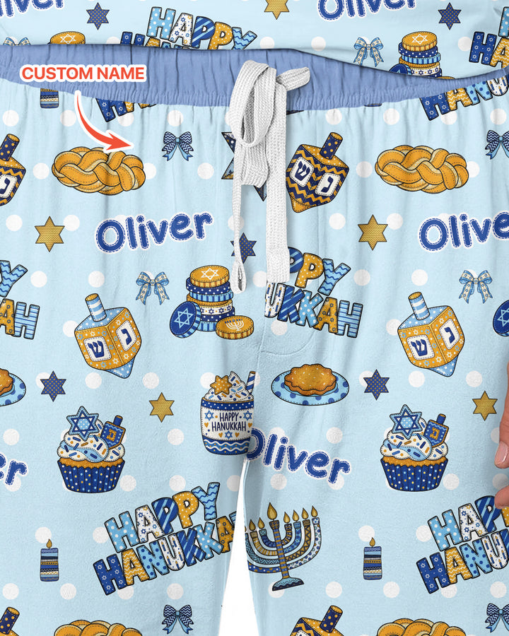 Custom Name Jewish Holiday Bamboo Men's Pajama Set