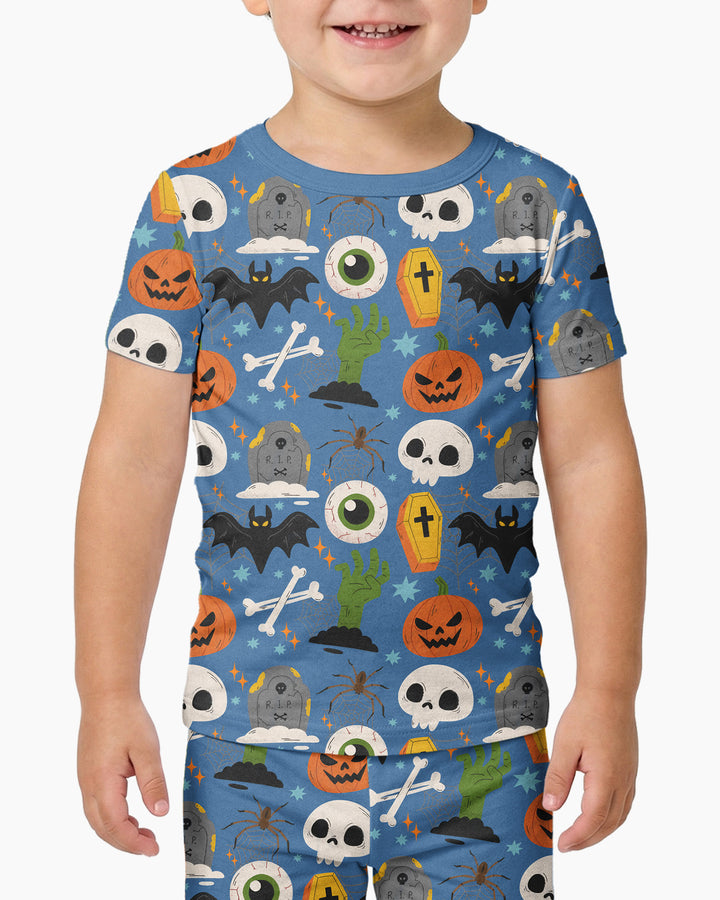 Little Monsters Bamboo Two Piece Short Sleeve Pajama Set For Haloween
