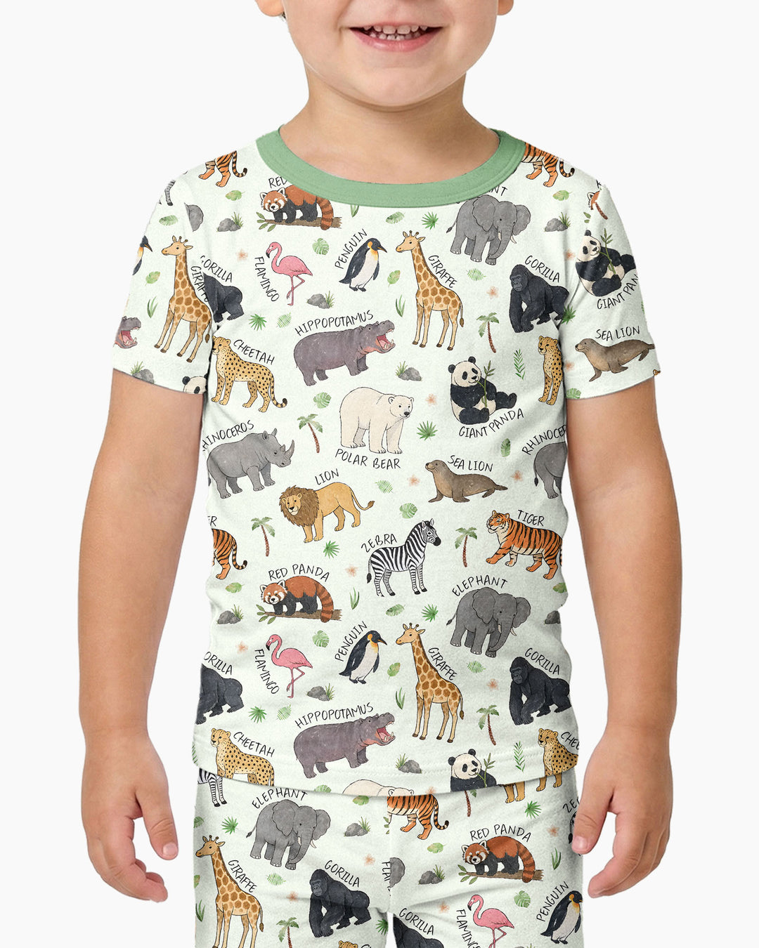 Safari Animals Bamboo Two Piece Short Sleeve Pajama Set