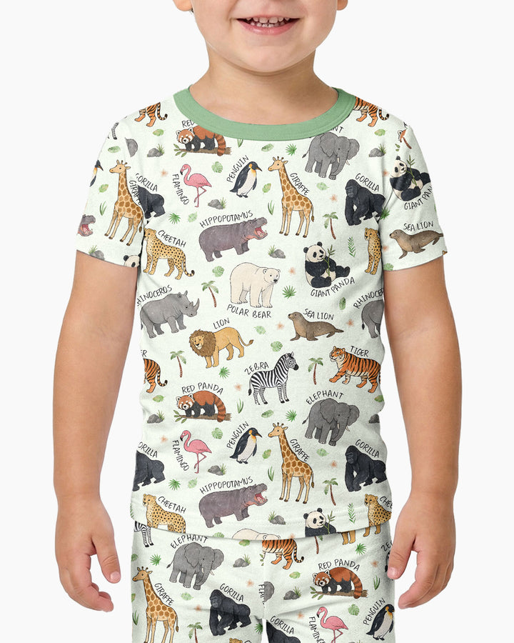 Safari Animals Bamboo Two Piece Short Sleeve Pajama Set