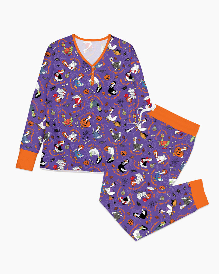 Just A Spooky Goose Family Matching Bamboo Women Pajama Set