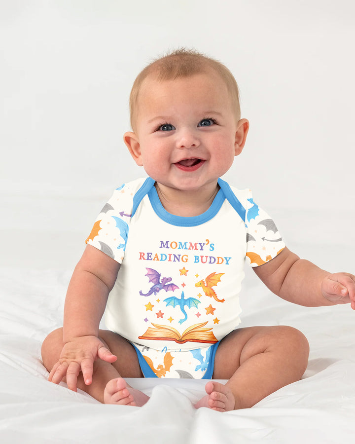Custom Name Dragon Reading Buddy Bamboo Bodysuit